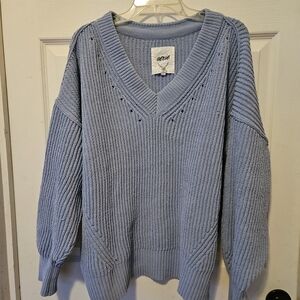 Aerie Light Blue V-Neck Sweater